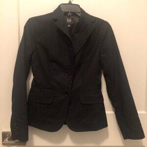 Gap Black Fine Pinstripes Cotton Fitted Blazer 0